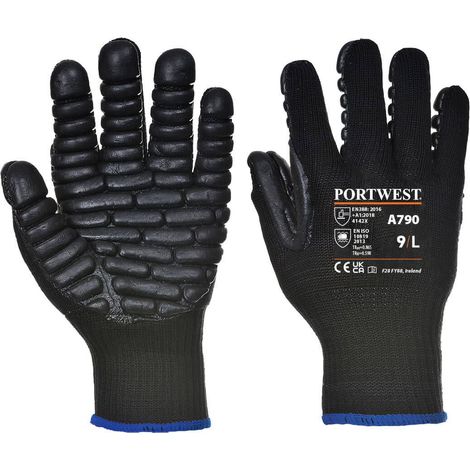Filiyano-Gants anti-vibrations Portwest unisexe adulte A790, taille XXL, noirs (1/2)