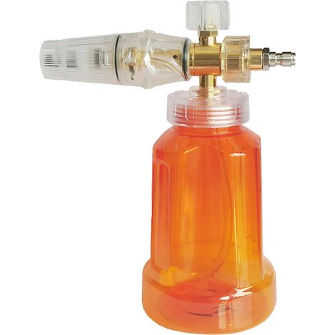 Canon à mousse pour nettoyeur haute pression, lance à neige réglable Car Blaster avec connecteur rapide 1/4'' et bouteille de 1 L, Orange