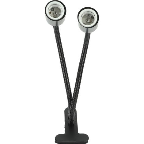 Lampe chauffante LED UVA/UVB pour reptiles, double tête, douille E27, col de cygne universel, avec pince et prise US 85-265 V (1/5)