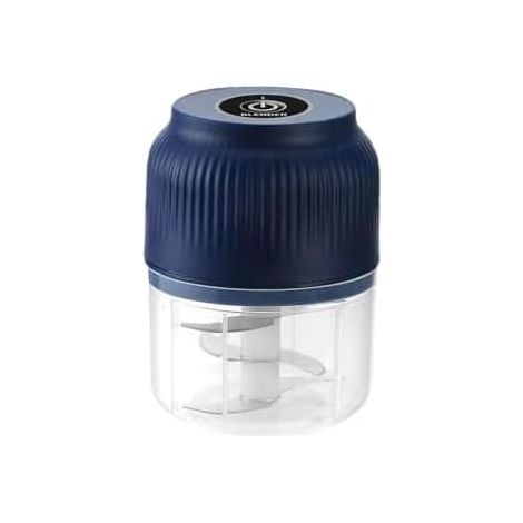Mini robot da cucina elettrico senza fili da 300 ml, potente, ricaricabile tramite USB, lama in acciaio inossidabile, per tritare carne, pesce, cipolle, aglio, verdure, cioccolato, biscotti (blu)