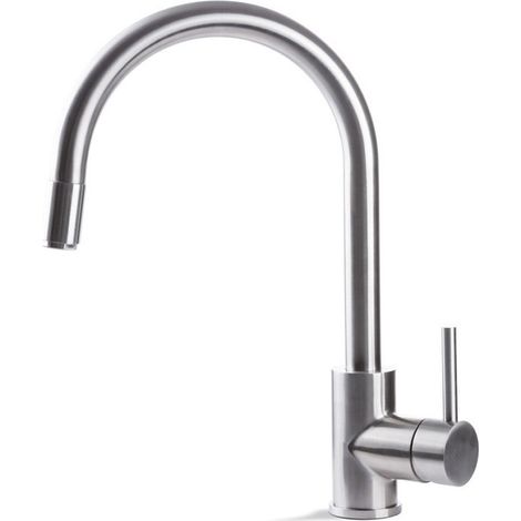 Prima+ Tiber Pull Out Single Lever Kitchen Sink Mixer Tap - Stainless Steel (1/2)