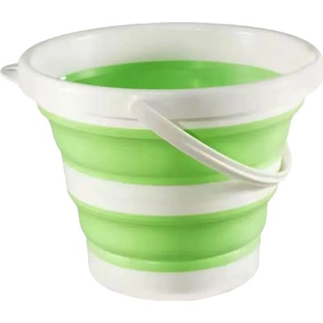 Secchio pieghevole, design resistente, salvaspazio, verde - 5 litri (1/2)