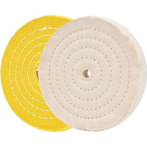 royaluxe - Meules de polissage pour meuleuse d'établi 6 roues de polissage blanc et jaune pour polisseuse de tampon d'établi avec 16mm trou d'arbre 2 pcs (1/5)