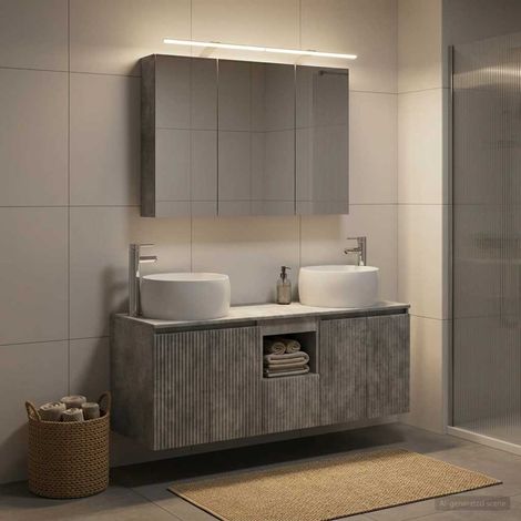 vidaXL Bathroom Cabinet Set 4 pcs Concrete Grey Engineered Wood (1/5)