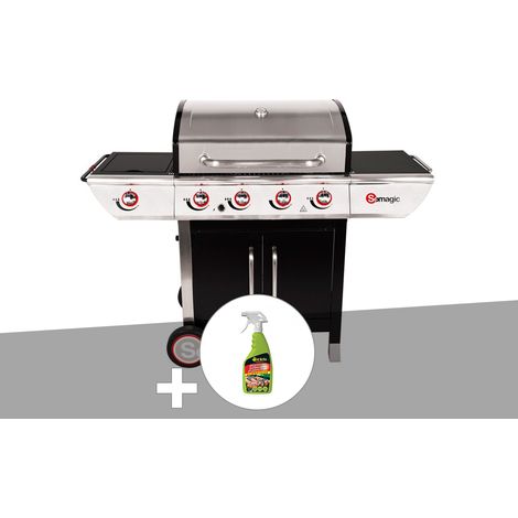 Barbecue à gaz avec chariot Manhattan 450GPI + plancha + Dégraissant pour barbecue