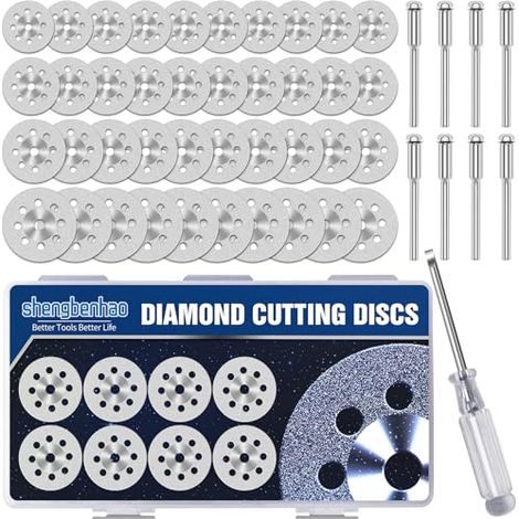 40 Pcs Mini Disques Diamant à Tronçonner pour pour Outil Rotatif Dremel, 20/22/25/30mm Disques à Tronçonner Diamantés avec Tige 3mm pour Coupe Pierre, Verre, Céramique (1/5)