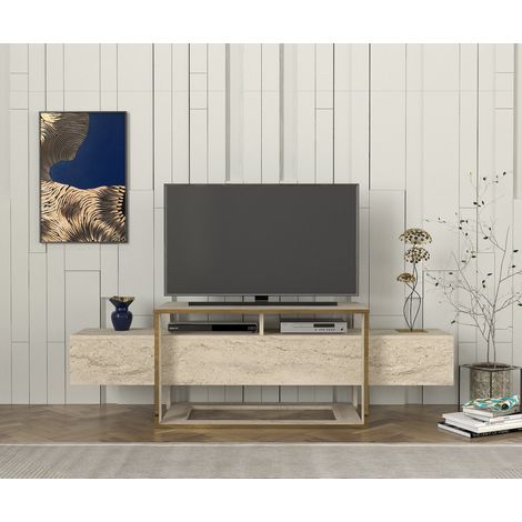 Tv Lowboard Bianco Beige Granit Optik 2499