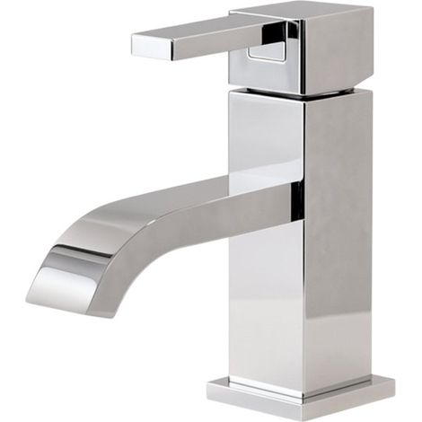 Robinet de salle de bain mitigeur pour lavabo en cascade 18 cm chromé avec bec plat