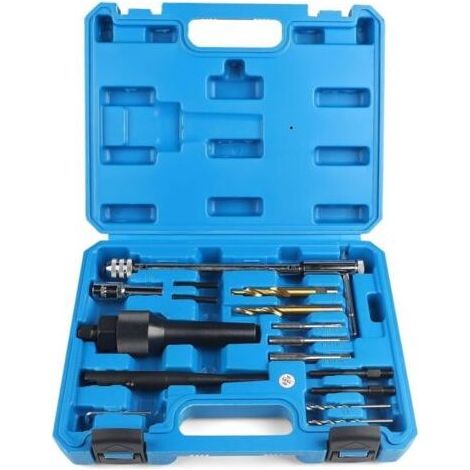 Kit D'outils de Retrait de Bougie de Préchauffage Endommagée 16 Pièces pour 8 mm et 10 mm Bougie de Préchauffage, Kit de Réparation Bougie pour Moteur, Outils de Dépose de Bougie Prechauffage (1/5)