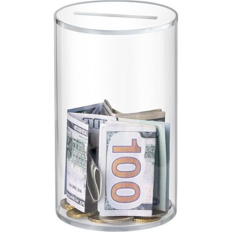 Tirelire transparente, tirelire en acrylique pour adultes, doit être cassée pour ouvrir, tirelire en acrylique transparent, ne peut pas mettre d'argent réel (6" H x 3,54" P) (1/4)