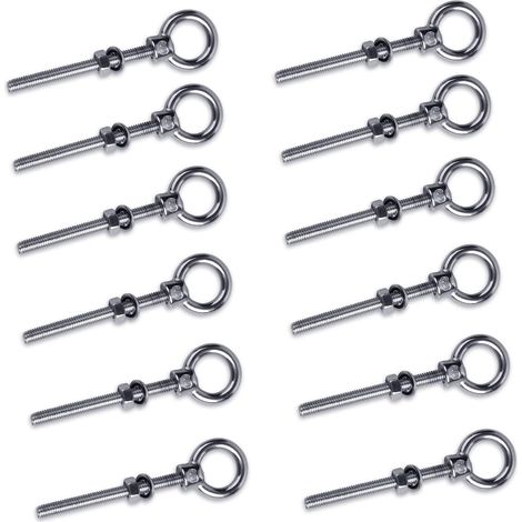 12 x Boulon à œil avec filetage métrique, M6 x 60 mm Boulon Anneau Ecrou à œil en acier inoxydable 304, Vis à œil Boulons à crochet (1/5)