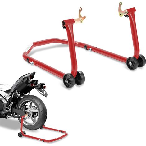 Jiubiaz Motorradständer Heckheber in U-Form, Stahl, einstellbar 30–40 cm, für Wartung, Rot (1/5)