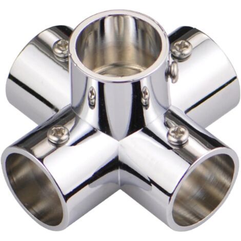 Connecteur en Acier Inoxydable, Raccord de Tube Rond Métal, Accessoires Raccordement Tube, Colliers Serrage, pour 25 mm Diamètre, Cadre Séchage, Maison, 4 Voies - 5 (1/5)