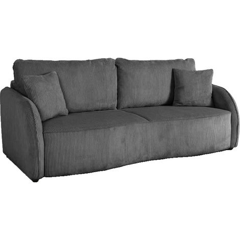 Canapé convertible 3 places CASAPY BARI gris anthracite velours côtelé avec coffre de rangement 215 x 89 x 100 cm (1/3)