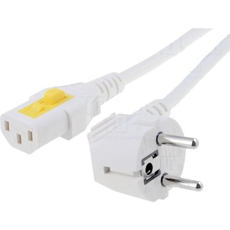 Cable alimentation angulaire vers C13 femelle 3m blanc