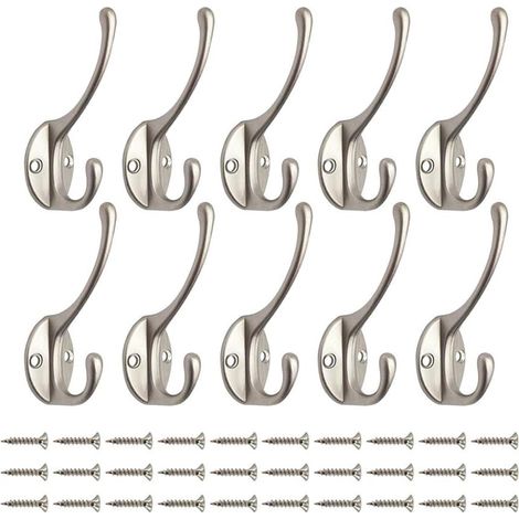 (Vis incluses) 10 crochets muraux rétro en métal pour porte-manteau, salle de bain, cuisine, alliage de zinc (1/5)