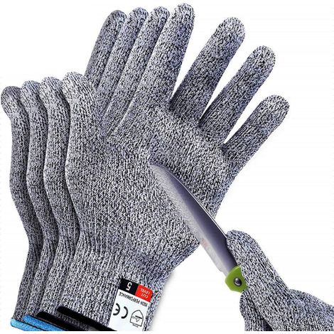 Gants de travail résistants aux coupures, niveau 5, pour hommes, gants anti-coupures pour la cuisine, la boucherie et les travaux extérieurs, 2 paires (tailles M et L) (1/5)