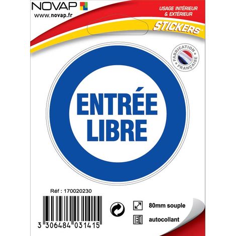 Panneau Entrée libre - Vinyle adhésif Ø80mm - 4031415