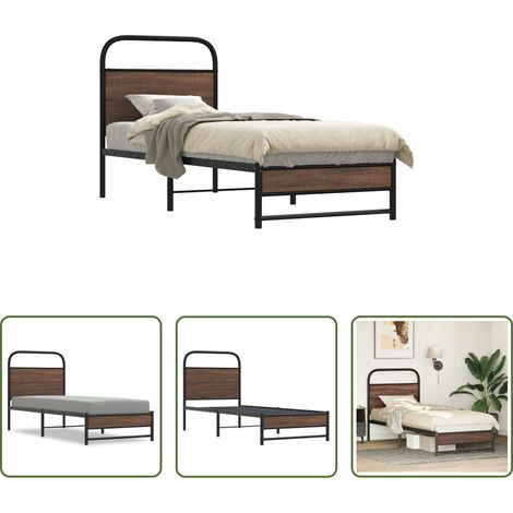 Cadre de lit - Cadre de lit sans matelas 75x190cm chêne marron bois ingénierie (1/5)