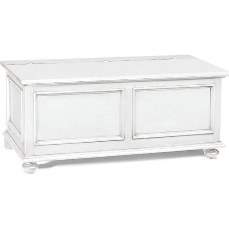 Cassapanca 120 cm in legno con piedi a cipolla Bianco Opaco (1/3)