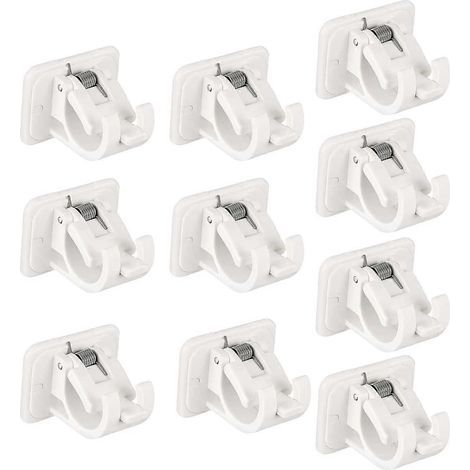 Lot de 10 supports de tringle à rideaux autocollants, sans perçage, à fixer au mur, pour la maison, la salle de bain ou l'hôtel. (1/5)