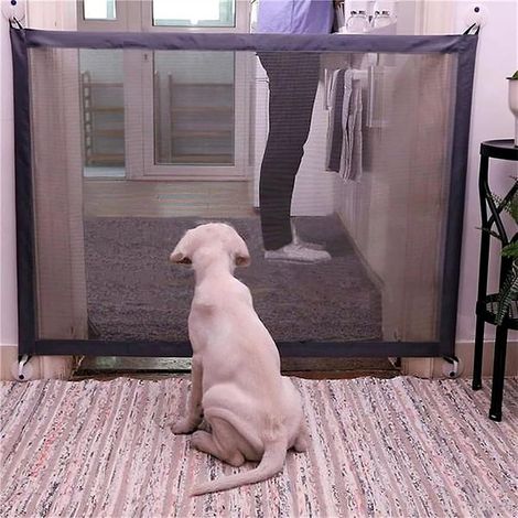 Grille de Porte, Barrière pour Chien, Clôtures Gaze pour Bébé et Animal de Compagnie, Pliage Portatif Porte D'escalier, Porte Magique, Garde de Sécurité 110 x 72 cm (1/4)