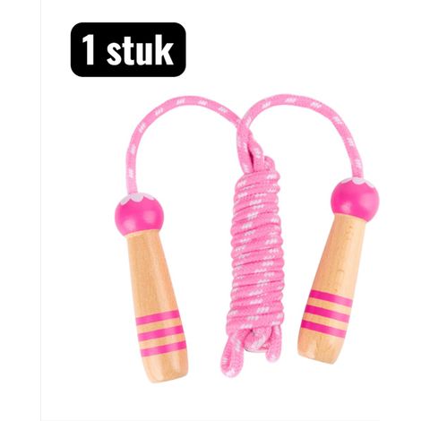 1 pièce corde à sauter en bois pour enfants, longueur réglable de 2,6 m, idéale pour la motricité et le sport en extérieur, couleur rose (1/4)