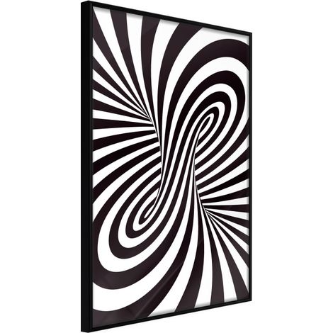 Affiche Murale Encadrée "Black and White Swirl" 30 x 42 cm Noir