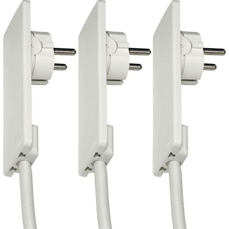 EVOline Plug-Schukostecker, nur 5 mm Höhe im eingesteckten Zustand, Kunststoff weiß 3 Stk