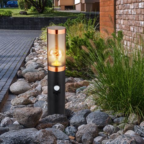 LED Sockelleuchte Standleuchte Außenbeleuchtung rauch Kupfer Außen mit Bewegungsmelder Garten Stehlampe, Edelstahl Kunststoff, 7W 806lm warmweiß, DxH 7,6x45 cm
