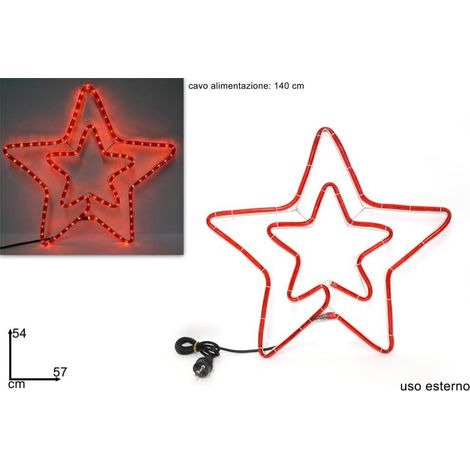 Doppia Stella Luminosa Rossa 54x57cm DUE ESSE CHRISTMAS