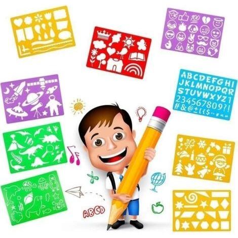 (multicolor)Pochoirs de dessin - G - 20 modèles - Plastique - Multicolore - Réutilisables (1/4)