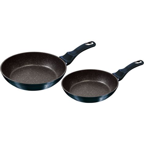Berlinger Haus Aquamarine Set 2 Sartenes 22 - 26cm, Inducción, Aluminio Forjado, Antiadherente Ecológico Mármol sin PFOA Azul Marino