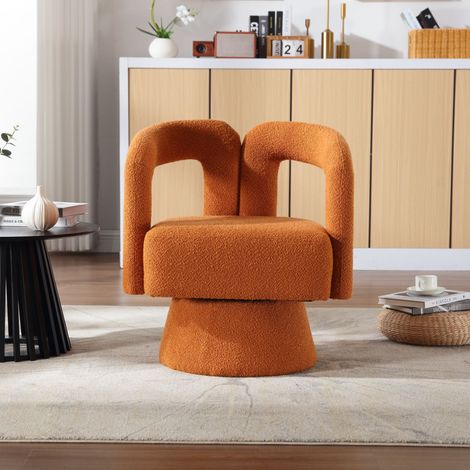 Fauteuil tonneau d’accent pivotant 360°,grand rembourrage tissu moelleux pour salon,chambre,bureau et salle d’attente. (1/5)