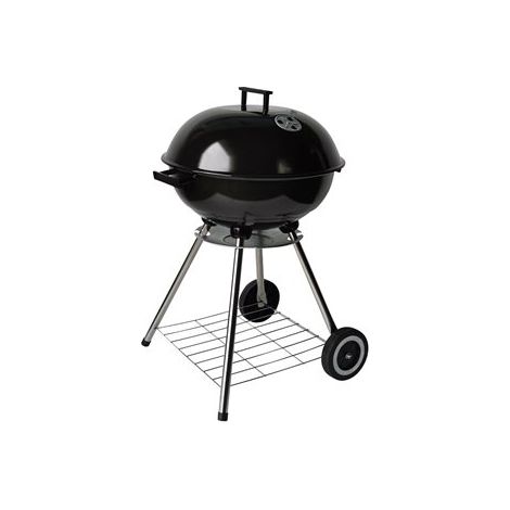 Barbecue portable au charbon de bois – Acier émaillé – Grille inox avec couvercle – Roulettes pour déplacement facile – Hauteur réglable – Akhuo (1/2)