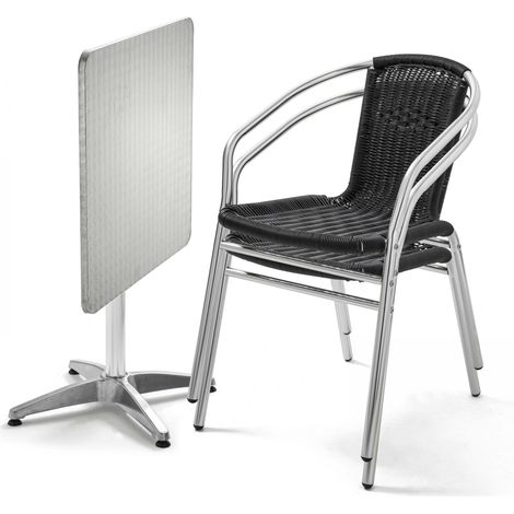 Ensemble table de jardin bistrot inclinable et 2 chaises aluminium (1/5)