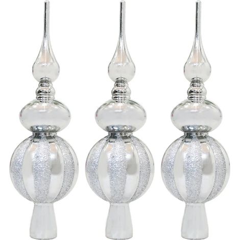 Ensemble de 3 décorations pour sapin de Noël, facile à installer, ornements de couronne de sapin, décoration festive pour sapin de Noël, décoration intérieure, argentée (1/5)