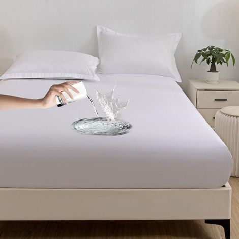 160 x 200 cm Protège Matelas Imperméable Respirant avec imperméable pour Matelas Housse de Matelas 30 cm de Profondeur (1/5)