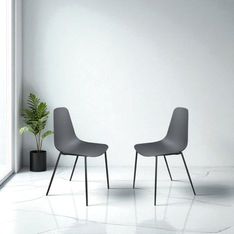 Sedia in polipropilene Grigio Scuro con gambe in metallo LUANA 2 sedie (1/5)