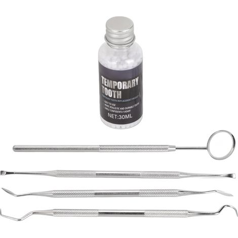 Kit de soins dentaires en acier inoxydable : perles de comblement temporaire pour fausses dents moulables, hygiène buccale, idéal pour fête d'Halloween. (1/5)