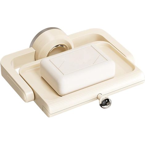 Wall Soap Holder, Suction Cup Bathroom, Drainage Soap Tray Rack,6.53 x 6.18 x 2.28inch Adjustable Rotating Storage Organizer, for Shower Sink Kitchen Space Saving Hygienic Use (1/5)