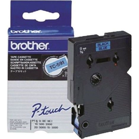 brother Ruban pour étiquettes printer Brother TC-591 9mm noir printing/blueO (TC591)
