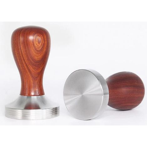 Tamper À Café - Base Plate 49 mm 51 mm 58 mm - Pour Portafiltre Espresso - En Acier Inoxydable 304 Et Bois De Rose - 1 Pièce (1/5)
