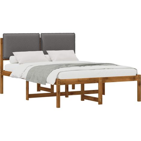 Bed Frame with Upholstered Headboard Natural and Light Grey vidaXL (1/5)
