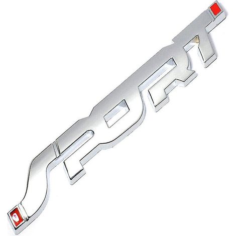 Logo sportif, emblème, insigne de coffre ou d'aile de voiture, autocollant 3D en métal argenté. (1/5)