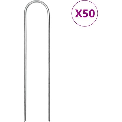 Bodenanker 50 Stk. U-Form 15x3,5 cm Verzinkter Stahl