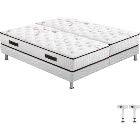 Matelas + sommier tapissier 2x80x200 Latex - Louxor - Soutien ferme - Made in France (1/5)