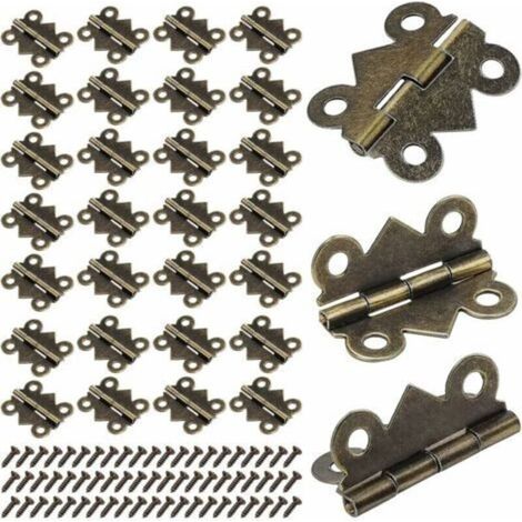 25X20mm Petites Mini Charnières Papillon Pliantes Charnières, Bronze Antique Mini Charnières pour Meubles de Maison Quincaillerie d'Armoire Porte Tiroir Placard avec 200 PCS Vis + 50 PCS Charnières (1/5)