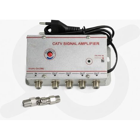 TEMPO DI SALDI Amplificatore antenna Tv 4 Uscite 220V, compatibile con Digitale Terrestre analogico o digitale, Amplificatore Segnale Tv da Interno, Potenziatore Segnale facile da installare (1/4)