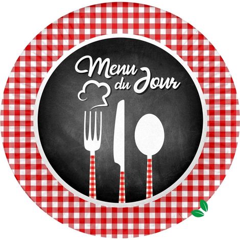 Set de 10 assiettes en carton 23 cm Menu du jour